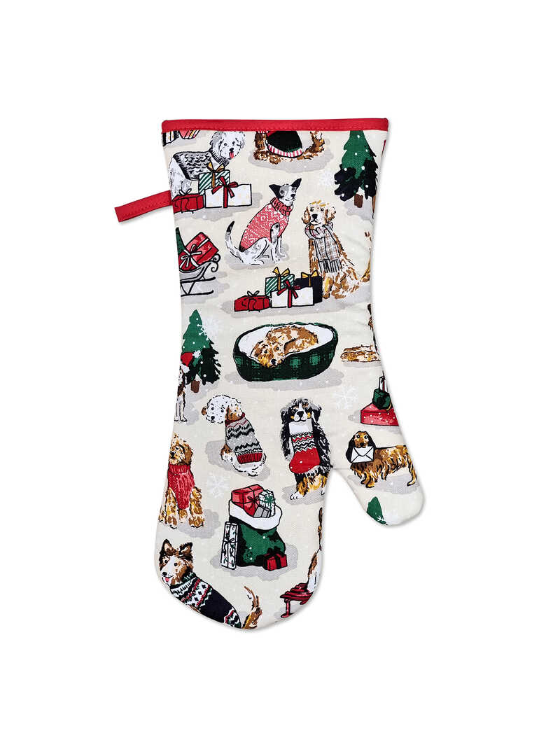 Produktbild zu Ofenhandschuhe mit Weihnachts-Hunden