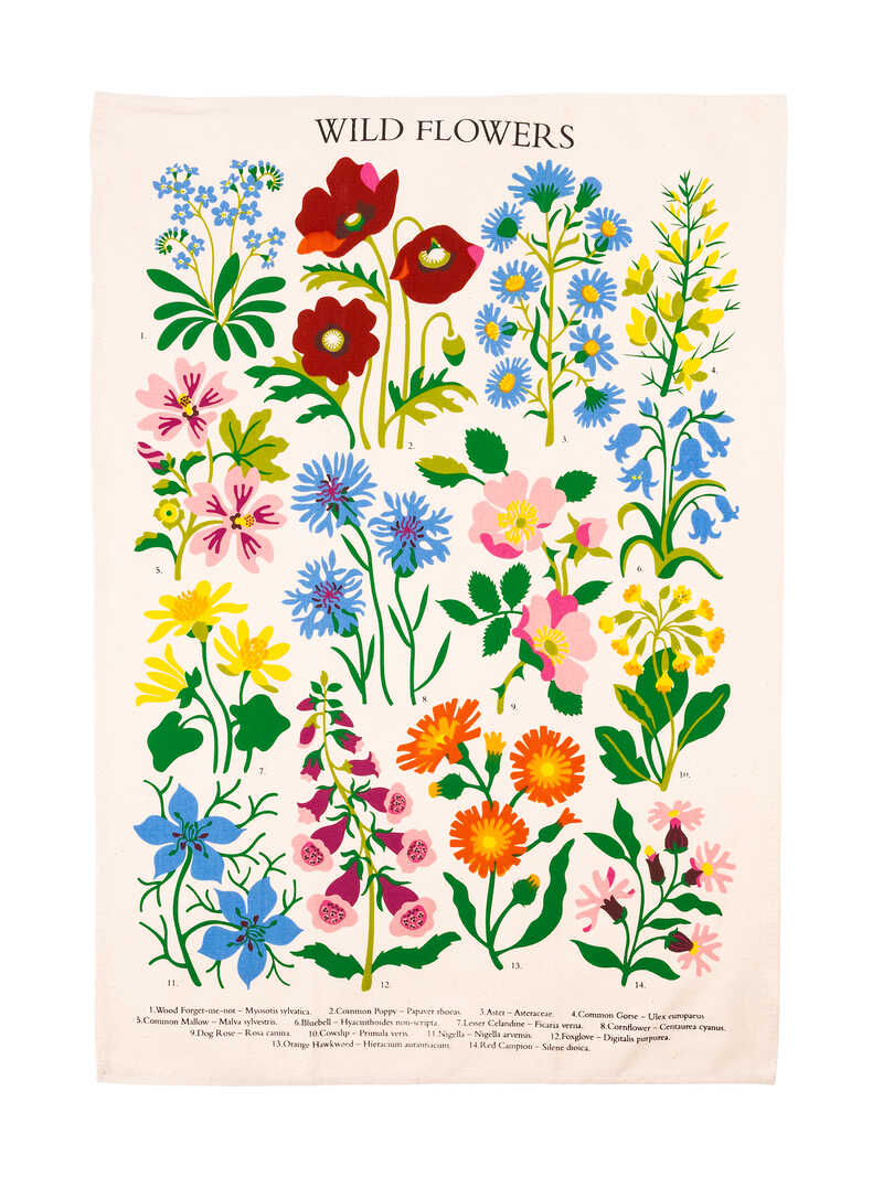 Produktbild zu Baumwoll-Geschirrtuch mit Wildblumen