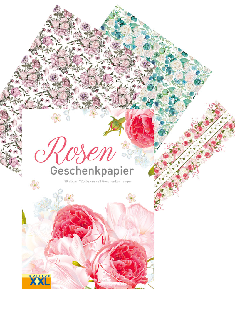 Produktbild zu Rosen-Geschenkpapier-Set