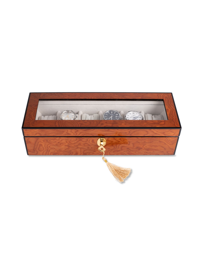 Alternatives Bild 1 zu Uhrenbox aus Holz mit Sichtfenster im Deckel