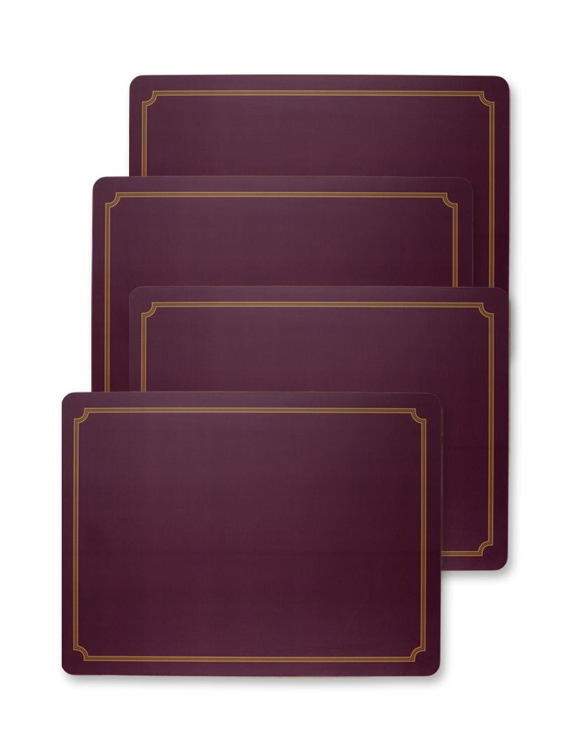 Produktbild zu Dunkelrote Tischsets mit goldenem Rand