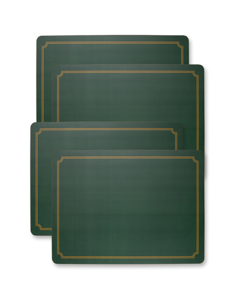 Produktbild zu Dunkelgrne Tischsets mit goldenem Rand