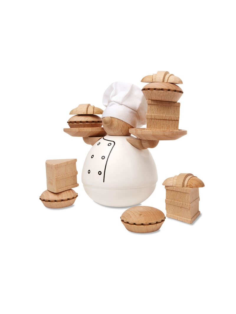 Produktbild zu Stapelspiel mit B�cker und Kuchen aus Holz