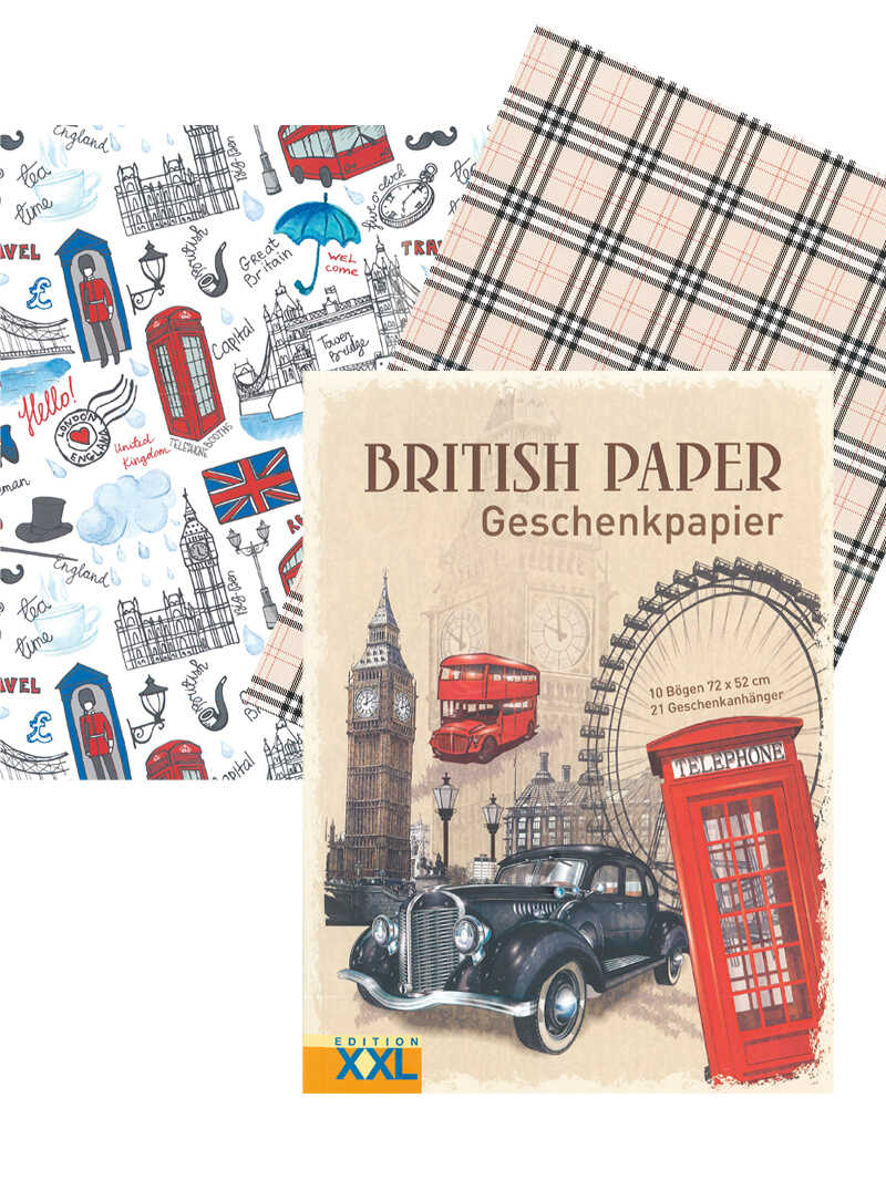 Geschenkpapier-Set mit britischen Motiven