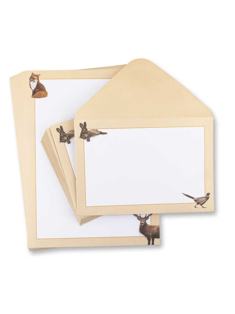Briefpapier und Umschlge mit Waldtieren