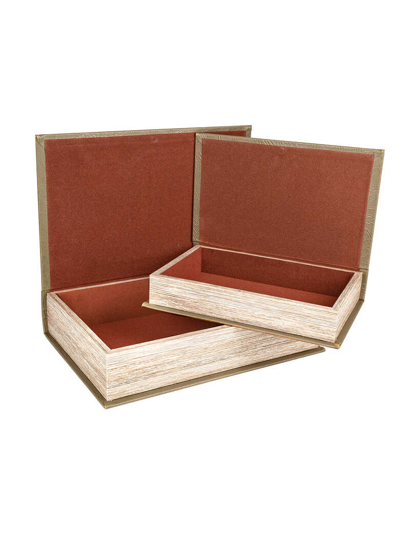 Alternatives Bild 1 zu Holz-Schatullen in Buchform mit historischer Weltkarte
