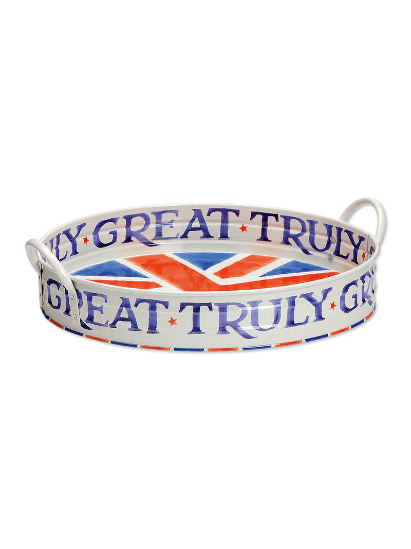 Produktbild zu Rundes Metalltablett Union Jack