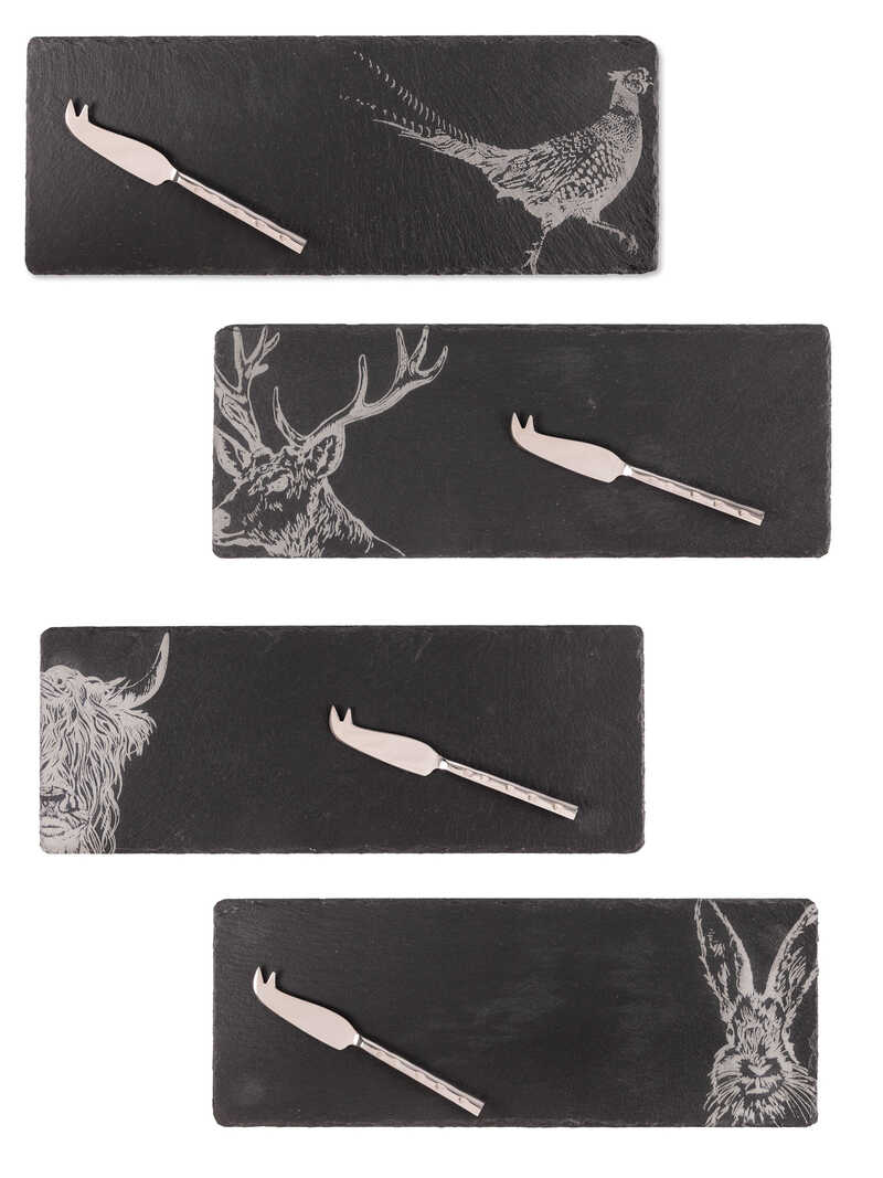 Alternatives Bild 2 zu 4 Serviertabletts aus Schiefer mit Edelstahl-Ksemessern