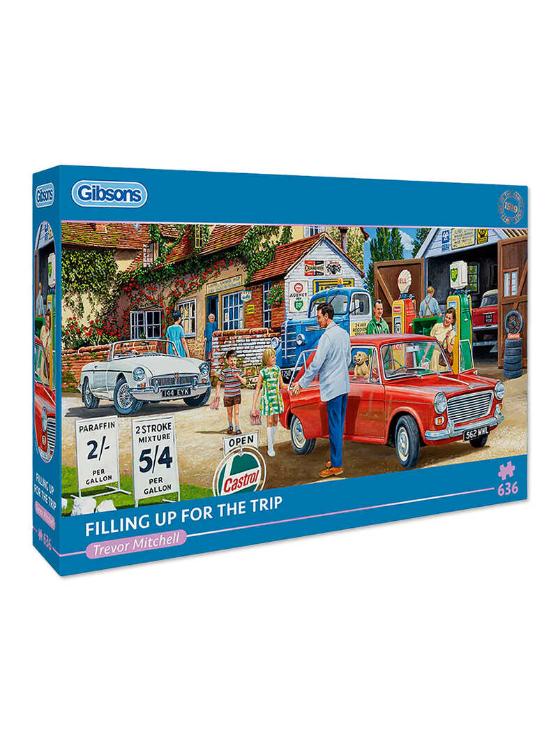 Produktbild zu 636-Teile Puzzle mit nostalgischem Tankstopp-Motiv