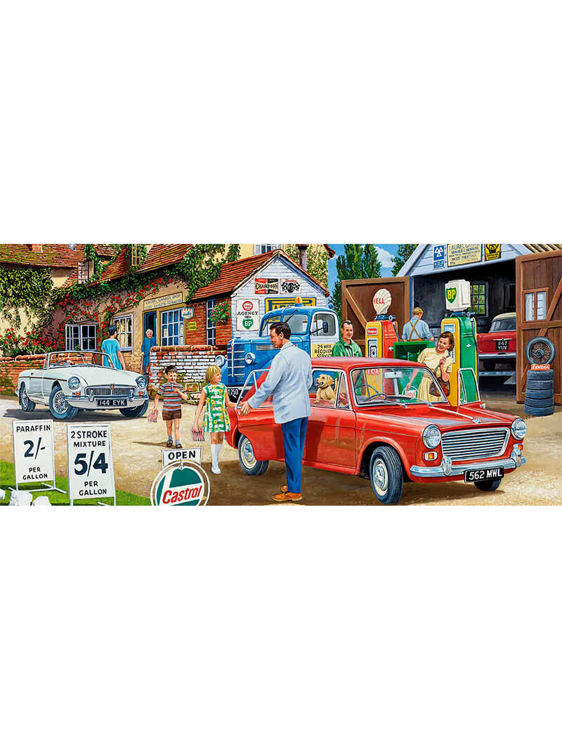 Alternatives Bild 1 zu 636-Teile Puzzle mit nostalgischem Tankstopp-Motiv