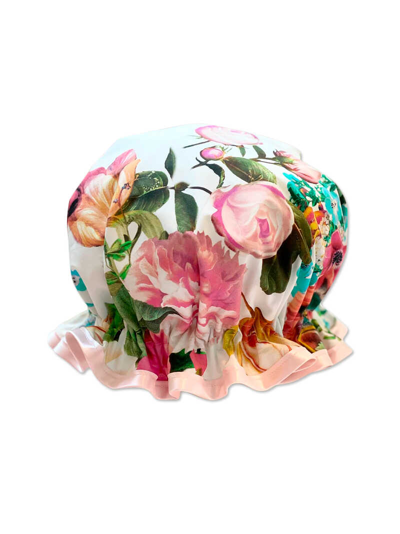 Produktbild zu Duschhaube mit Blumen aus Nylon