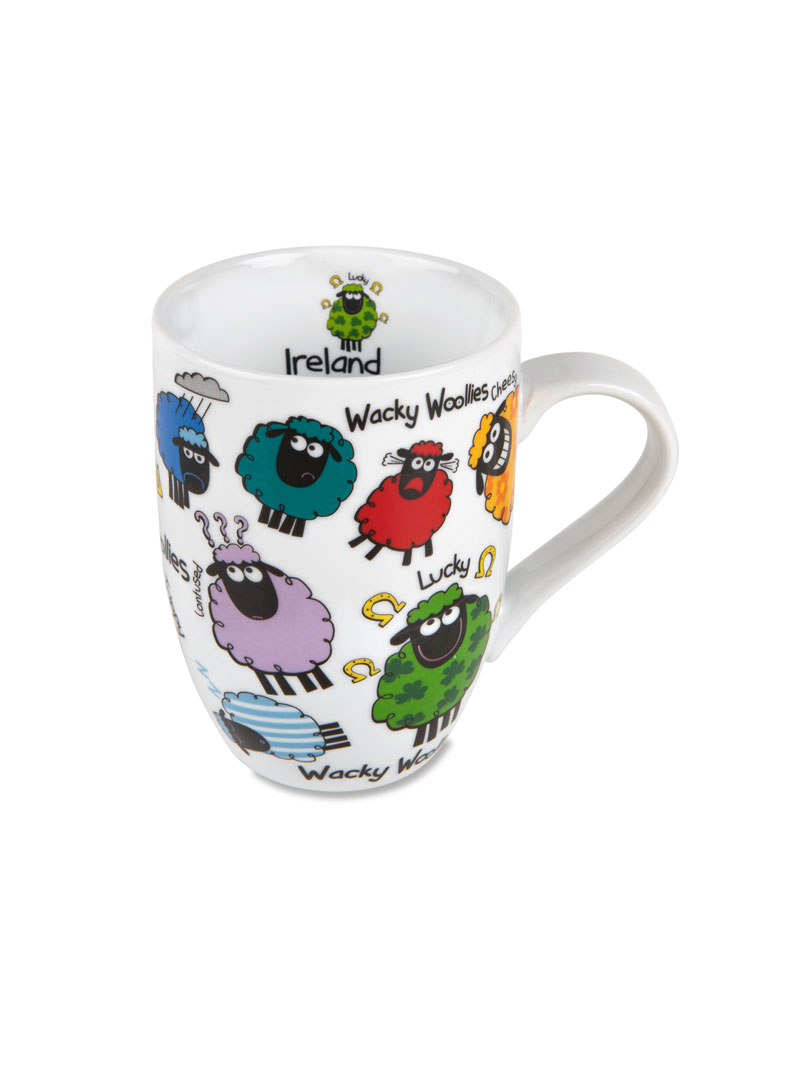 Produktbild zu Kaffeebecher Wacky Woollies mit bunten Schafen