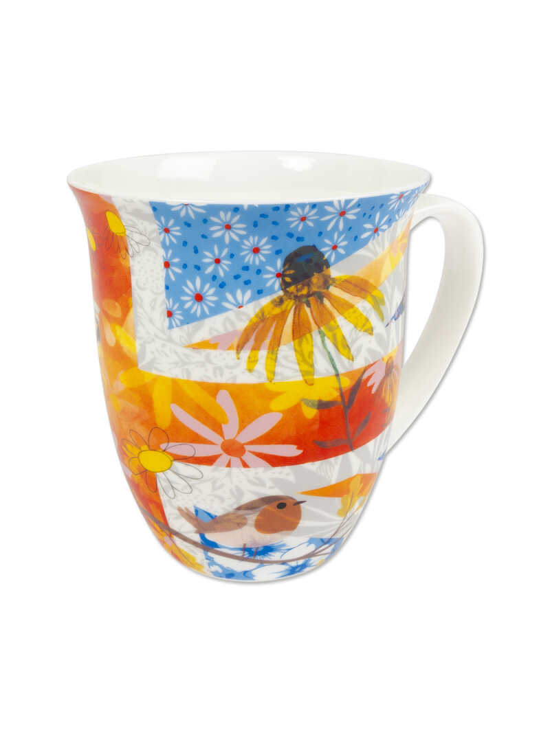 Produktbild zu Henkelbecher mit Union Jack und Blumen