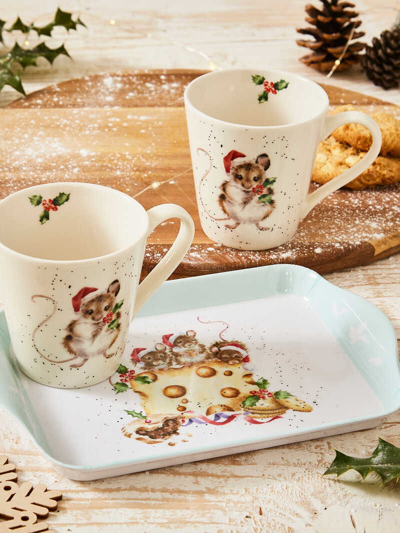 Produktbild zu Becherset mit kleinem Tablett Christmas Mouse & Cheese
