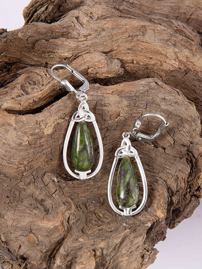 Alternatives Bild 1 zu Silber-Ohrringe mit Connemara-Marble