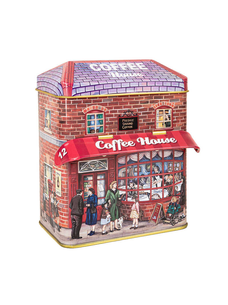 Produktbild zu Toffee-Dose im nostalgischen Design mit Karamell-Bonbons mit Kaffeegeschmack