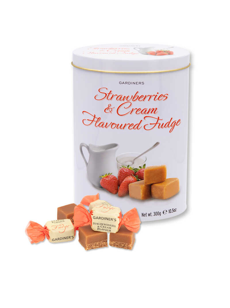 Produktbild zu Metalldose mit Karamellbonbons Strawberries & Cream
