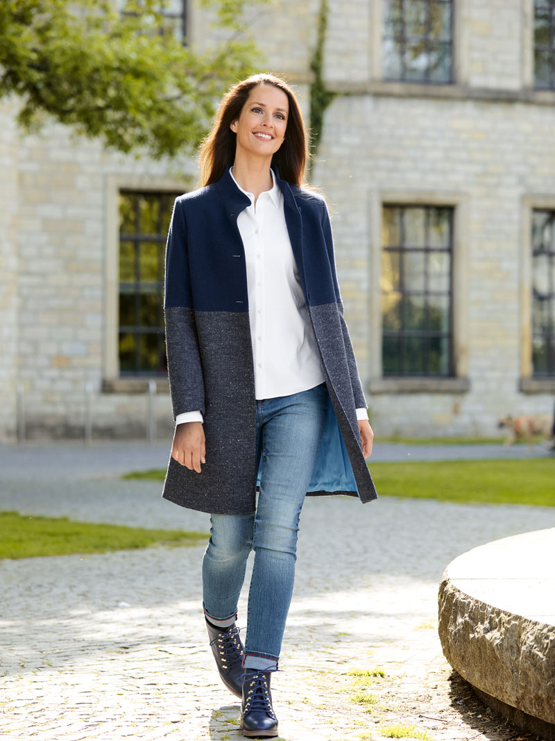 Tweedmantel 'Atlantic Coat' in Navy und Graphitgrau von Avoca Jacken