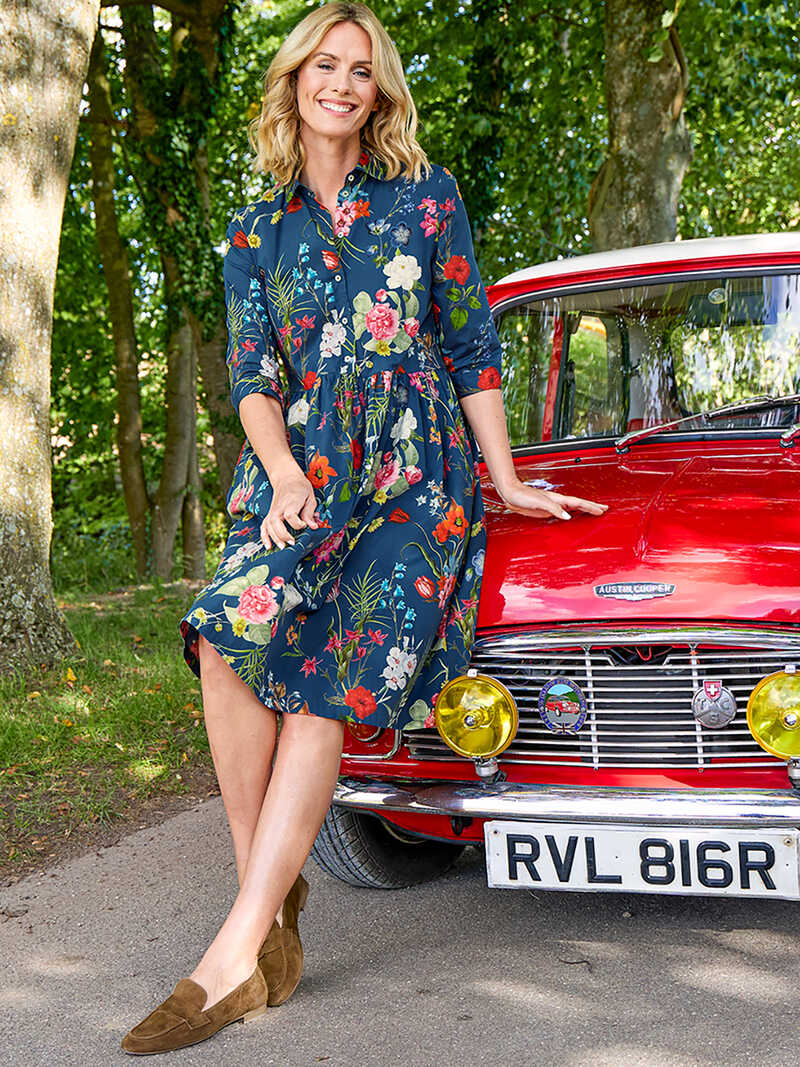 Alternatives Bild 2 zu Hemdblusenkleid mit Blumen-Print