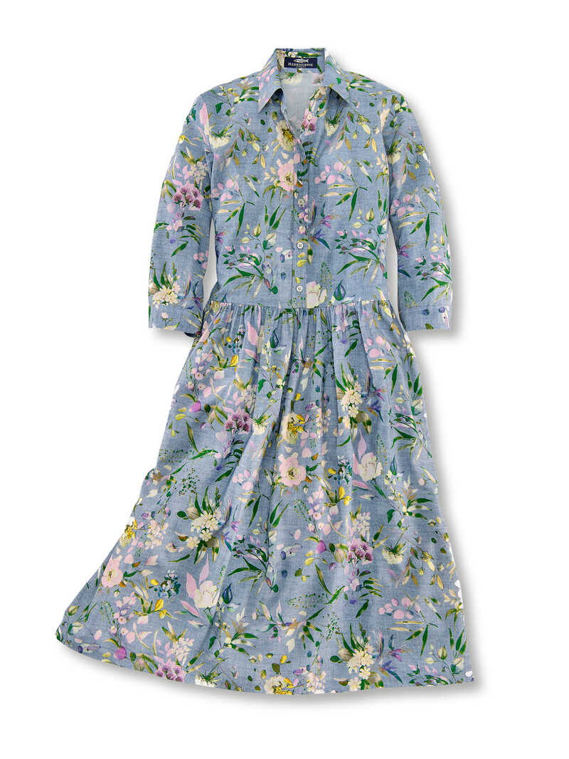Produktbild zu Blumenkleid im Jeans-Look