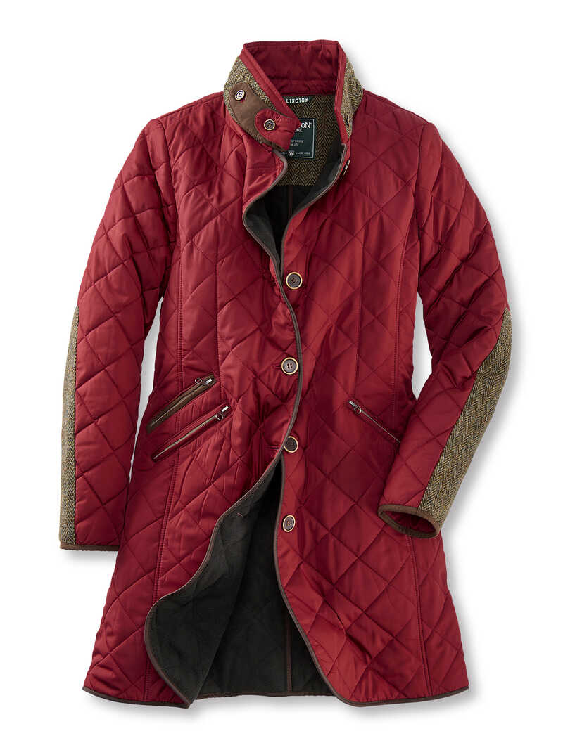 Produktbild zu Roter Steppmantel mit Harris Tweed