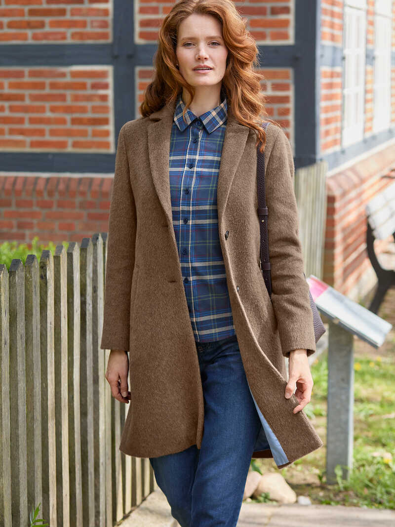 Produktbild zu Brauner Blazermantel Mohair-Optik