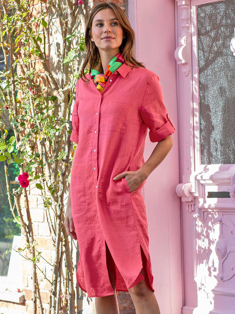 Alternatives Bild 1 zu Leinen-Hemdblusenkleid