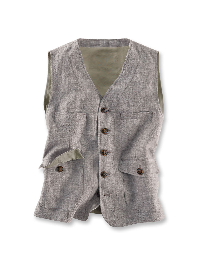 Leinenweste im irischen Stil in Braun-Ecru - Sakkos & Westen Herren