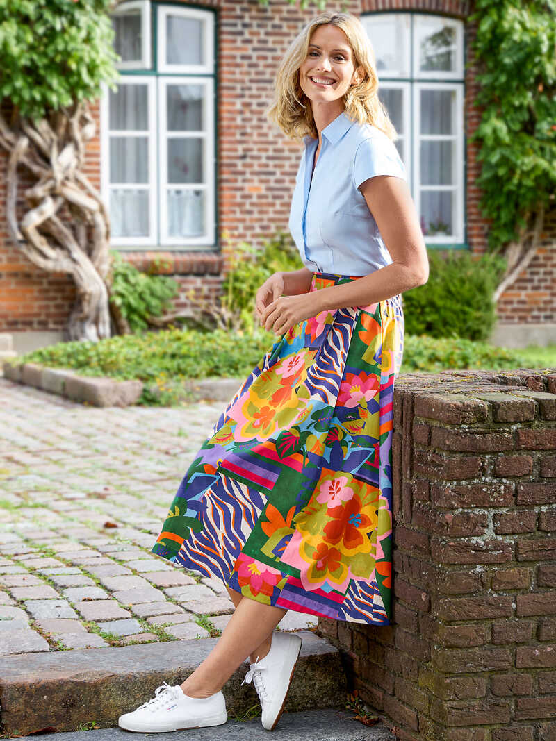 Alternatives Bild 1 zu Faltenrock mit Blumen-Print