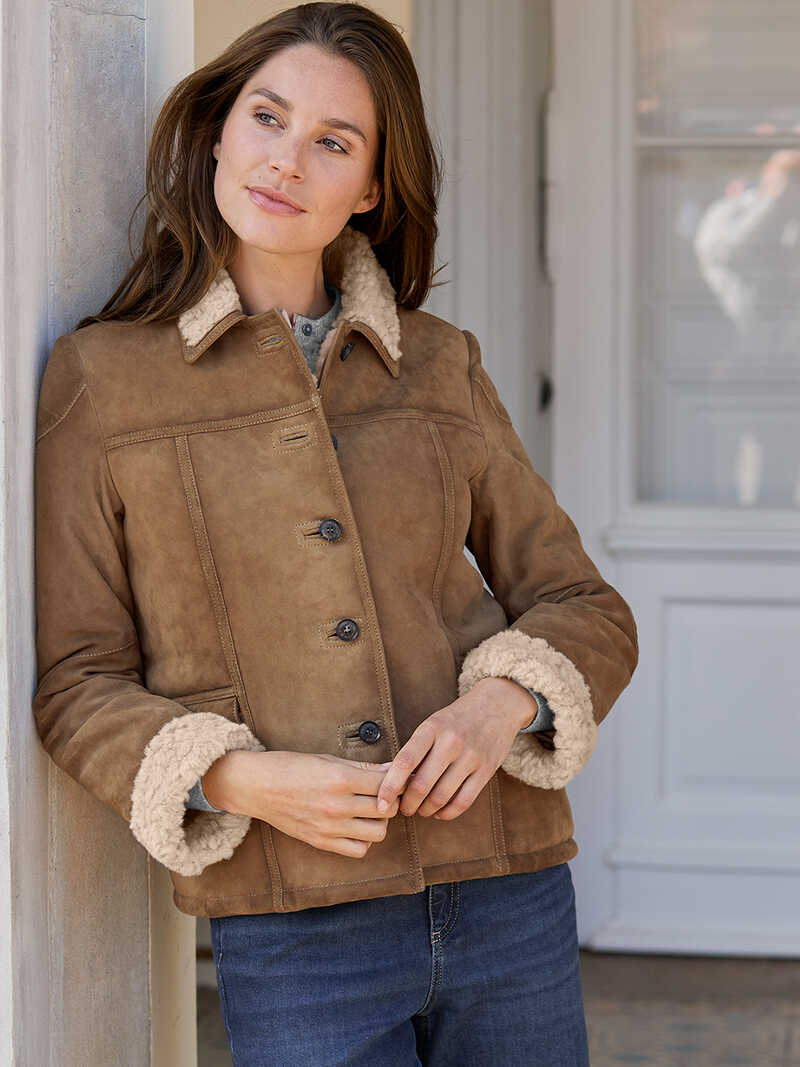 Alternatives Bild 3 zu Lederjacke Ziegenvelours mit Teddyfutter