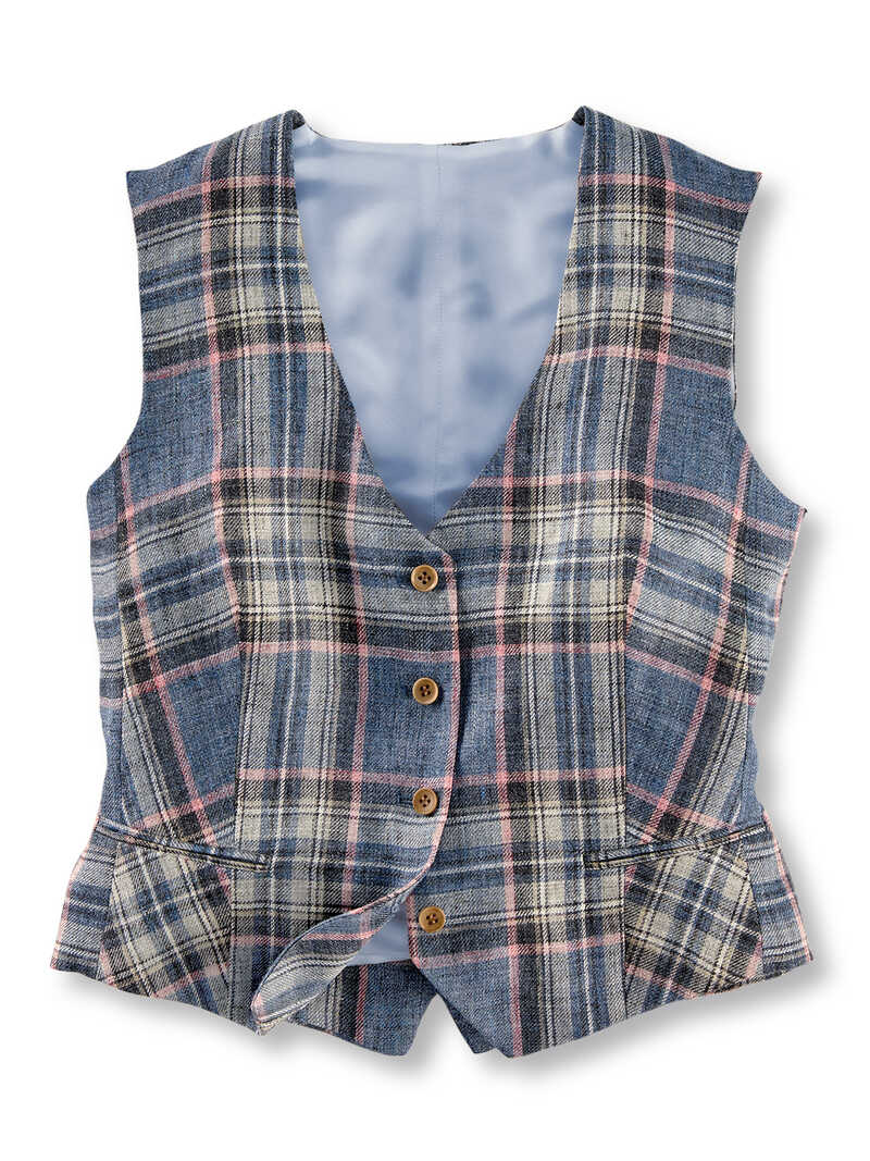 Produktbild zu Karierte Leinenweste