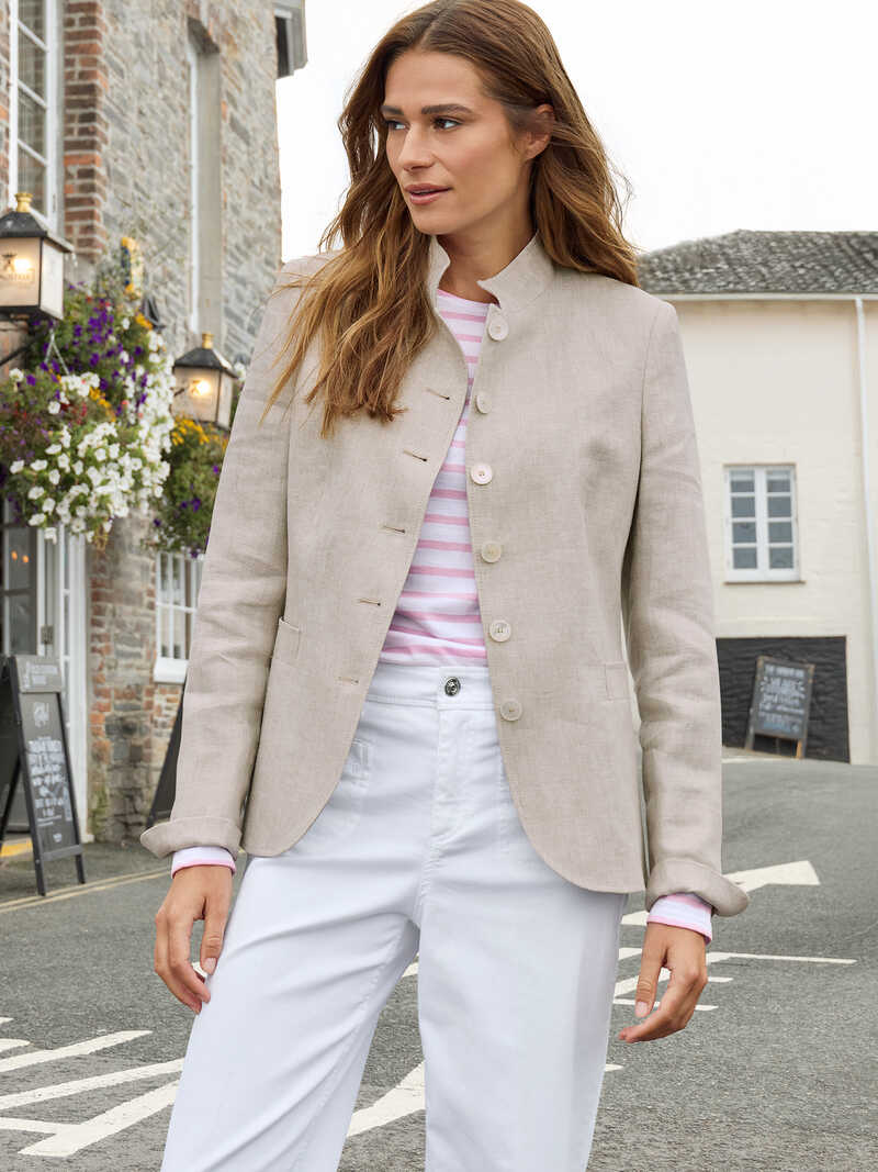 Produktbild zu Leinenblazer mit Stehkragen