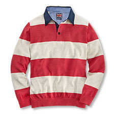 Rugby-Pullover mit Blockstreifen in Rot-Wei