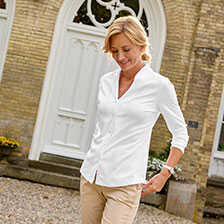 Alernatives Thumbnail 3 zu Weie Jerseybluse mit Kelchkragen