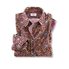 Rote Blumenbluse Feincord