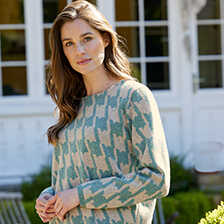 Alernatives Thumbnail 1 zu Oversized-Pullover mit Hahnentrittmuster