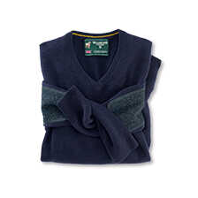 Lambswool-Pullover mit Harris-Tweed-Patches