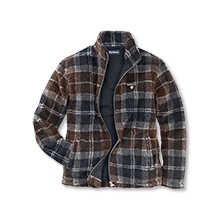 Sherpa-Fleecejacke mit Stehkragen modernes Schottenkaromuster