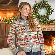 Fair-Isle-Strickjacke Sheep and Robins