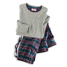 Damen-Pyjama mit Tartan-Flanellhose