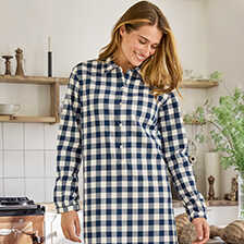 Flanell-Schlafshirt mit Vichykaro