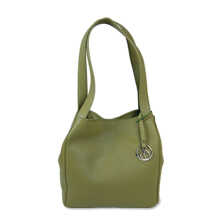 Grüne Lederhandtasche für Damen