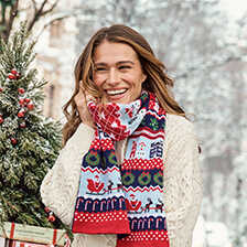 Weihnachtsschal aus reiner Wolle