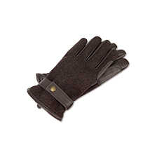 Lederhandschuhe mit Fischgrat-Tweed