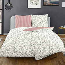 Wende-Bettwsche Ilex und rote Streifen aus Flanell