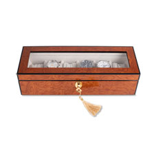 Alernatives Thumbnail 1 zu Uhrenbox aus Holz mit Sichtfenster im Deckel