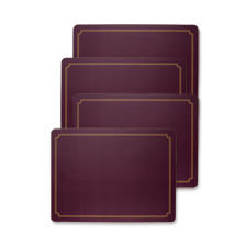 Dunkelrote Tischsets mit goldenem Rand