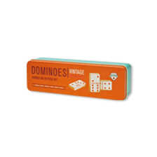 Domino-Spiel mit 28 Dominosteinen in Metallbox