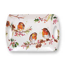 Alernatives Thumbnail 1 zu Kleines Tablett mit Rotkelchen auf Tannenzweigen und Ilex