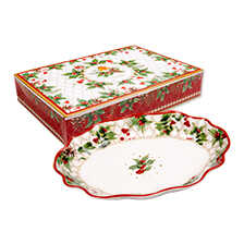 Ovale Porzellan-Schale Christmas Berries